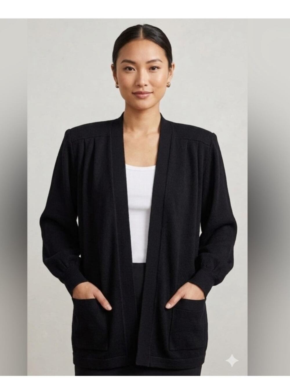 Vintage St. John Wool Black Cardigan-Made in Japan